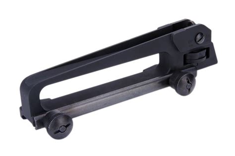 Black anodized aluminum body and steel parts have a mil-spec phosphate finish. . A2 rear sight carry handle